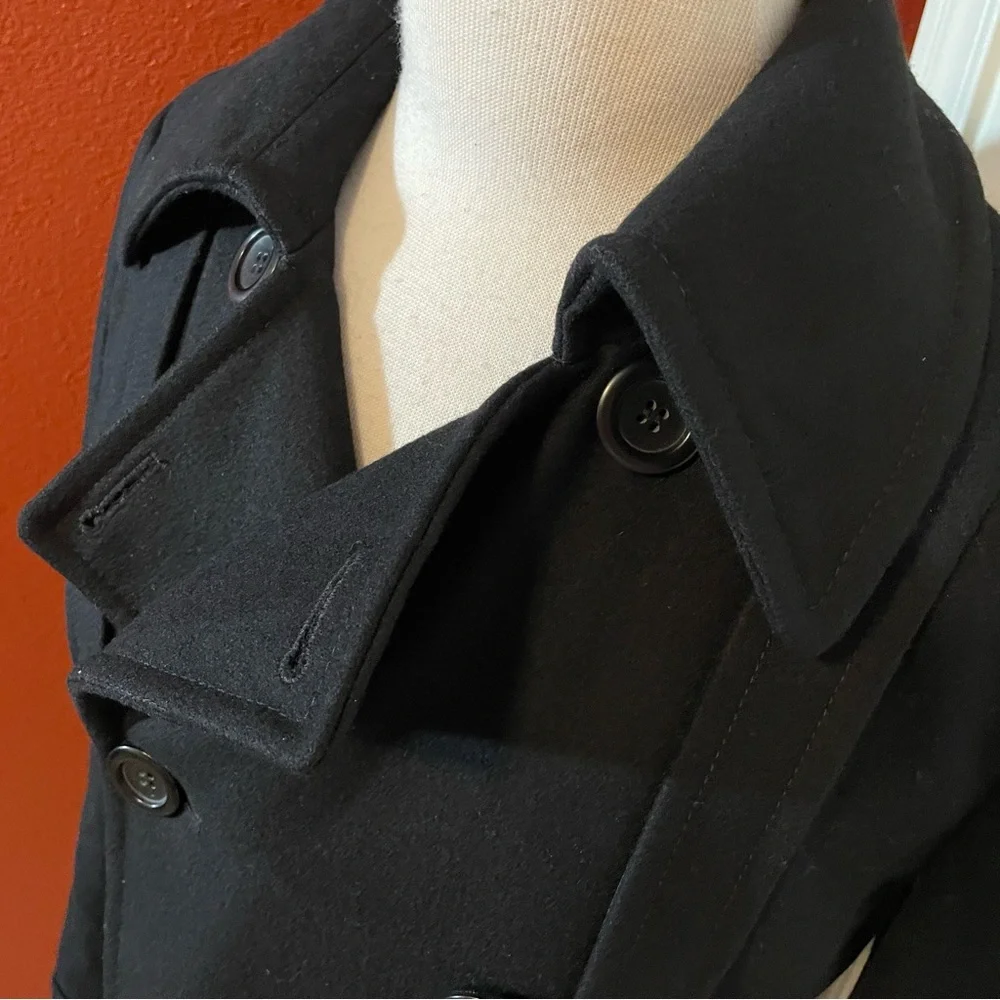 J Crew Women’s Black‎ Wool Blend Button Down Minimal Capsule Lux Peacoat - Picture 3 of 6